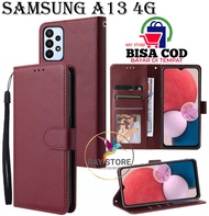 SAMSUNG A13 4G FLIP LEATHER CASE PREMIUM-FLIP WALLET CASE KULIT UNTUK SAMSUNG A13 4G - CASING DOMPET