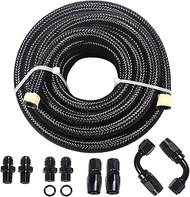 6AN 15FT 4L60E 4L65E Transmission Cooler Line Kit - Black,1/4"NPSM X 6AN -Steel-Black Nylon Braided 