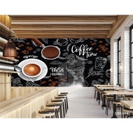wallpaper dinding 3d custom cafe coffee shop/ kafe kopi (21bs-014)