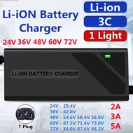 【Li ion Battery Charger】24V 36V 48V 60V 72V 2A 3A 5A Electric Bike Bicycle Charger Scooters Ebike Wi