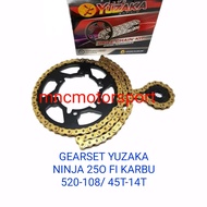 GEARSET GIRSET GEAR GIR SET YUZAKA NINJA 250 RANTAI 520 108 14 45