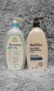 Set of 2 Aveeno daily moisture baby wash and shampoo + Aveeno skin relief moisturizing lotion