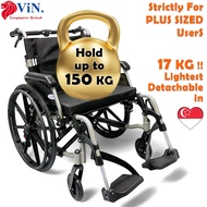 ViN-46AL Big large Bariatric Detachable Wheelchair 17 kg Lightweight 22 Inch Seat Width Hold 150KG