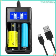 WU LCD Universal  Charger Double Slots for 18650 26650 22650 18490 Batteries