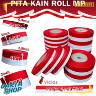 MERAH Up To 70% Red and White Fabric Satin Ribbon Roll Flag Satin Ribbon August 1 Inch 1/ 2 Inch 2 I