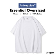Arrive Guide 280gsm Unisex Oversized Plain Tshirt / Baju Oversize Tee / Tshirt Oversized - White AG2