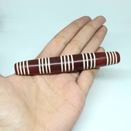 จี้หิน dzi อาเกตแท้ หินทิเบต ลายแถบเส้น เครื่องรางสะสมโบราณ Natural Genuine Antique Tibetan Himalayan Dzi Stripes Agate Old Long Bead Protective Amulet Gemstone