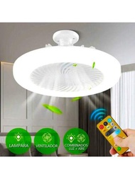 Ventilador de techo Lampara 2 en 1 de 30 W silenciosa ahorradora de energia Foco luz led con control y aromatizante No se necesita cableado