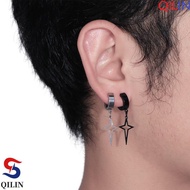 QILIN Cross Clip Earring Simple Cool Fake Piercing Female Male Drop Earring Non-Piercing Earring