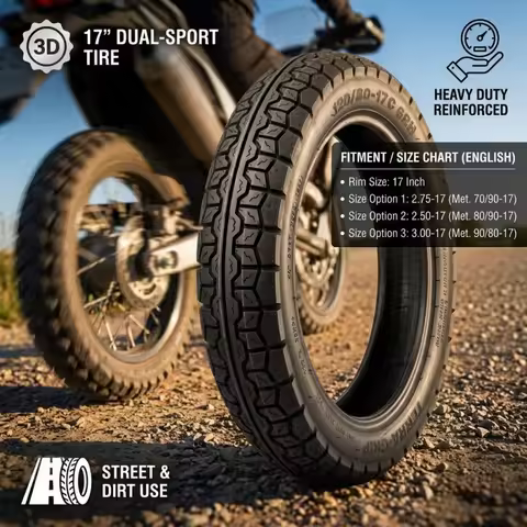 1pc 17 Inch Motorcycle Tyre 2.50-17 2.75-17 3.00-17 70/90-17 80/90-17 90/80-17 Dual Sport Off Road D