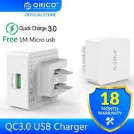 ORICO QC3.0 USB Charger Travel Wall Adapter With Micro USB Cable for iPhone iPad mobile phones