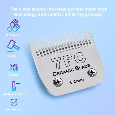 7FC Detachable Pet Clipper Blades Set Compatible With For Most Andis, Oster, Wahl A5 Clippers, Ceram