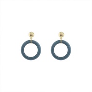 Snatch Blue Grey Wooden Circle Earrings
