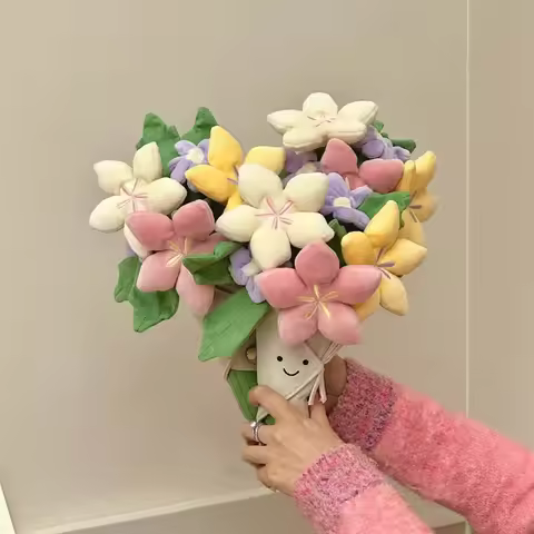 28cm Plush Tulips Handheld Bouquet Artificial Flowers Valentine's Day Gifts Teacher's Day Souvenir H