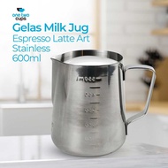 One Two Cups Glass Milk Jug Espresso Latte Art Stainless Steel Coffee - ZM0078