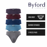 (5 Pcs) Byford Mens Bamboo Spandex Mini Brief Underwear Assorted Colours - BUD5259M