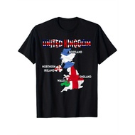 UK Flag Map, England, Scotland, Wales, Northern Ireland Maps T-ShirtS-XXXL, , Ireland Shirt, Cotton