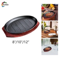 [chulisia] Steak Fry Plate BBQ Grill Pan Veggies Meats Grill Plates Nonstick Oval Shape Skillet Hot 