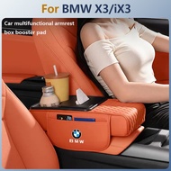 For BMW X3/iX3 Car Leather Tissue Box Armrest Heightening Pad  Cup Holder Center Console Storage Org