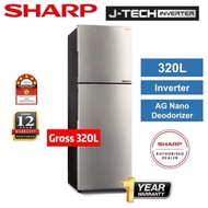 Sharp Fridge Refrigerator J-TECH Inverter  SJ-3222MSS FRIDGE Gross 320L - PETI SEJUK 5 Star Inverter