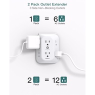 2-Pack Surge Protector Outlet Extender, Outlet Splitter, 6 AC Multi Plug Wall Outlet, Outlet Adapter