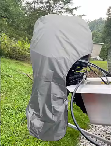 Grey Universal Waterproof 6-225HP Outboard Motor Engine Boat Cover 210D Oxford Fabric Dustproof Cove