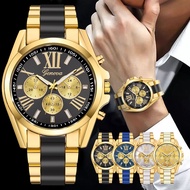 【cw】 Geneva Men’s Watch Male Steel Wrist Men Business Watches for Man Clock *