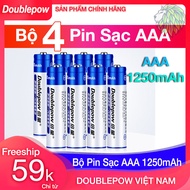 Bộ 4 pin sạc AAA 1250mAh Doublepow - Pin đũa sạc 3A - Pin con thỏ sạc (Hàng chính hãng)