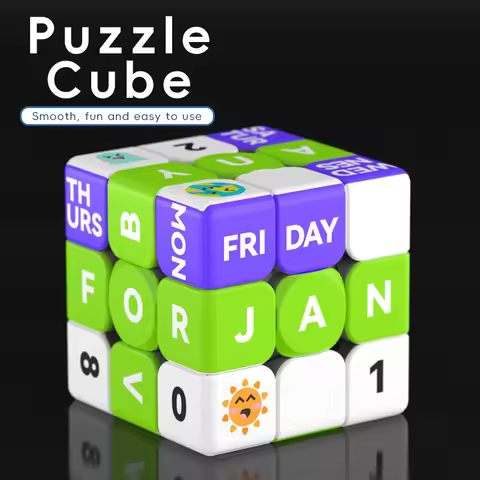 3x3x3 Magic Cube，3x3 Time and Calendar UV Color Printed Relax Puzzle, Professional Smooth speed cube