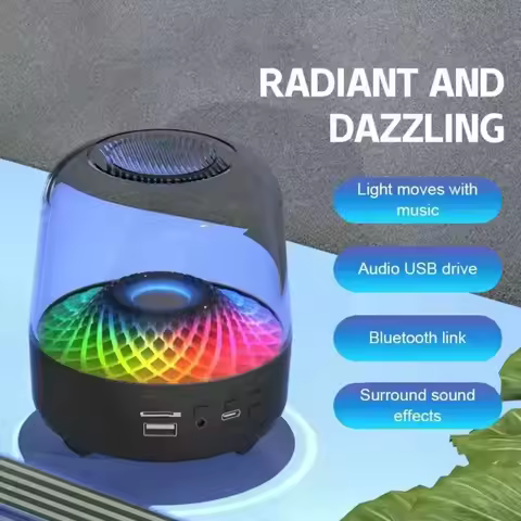 Sound Box Bluetooth Speaker Subwoofer Colorful Glass Home High Volume Wireless Computer Speaker Audi
