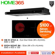 EF Semi Integrated Hood 90cm EFCH 9234T BK & Induction Hob 2 Zones HB IV 2734 A