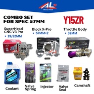 COMBO Set for Spec 57mm Y15ZR Block X-Pro CNC SuperHead v3 oval throttle body 19/22mm 57mm+2 32mm RE