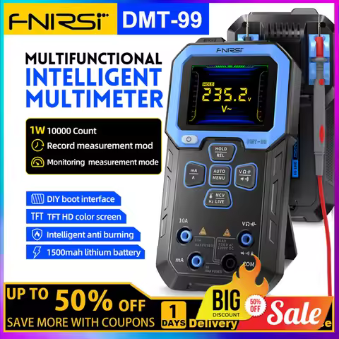 FNIRSI DMT-99 Digital Multimeter True RMS 10000 Counts Resistance Capacitance Frequency Temperature 