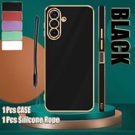 For Samsung A17 A26 Soft Silicone Electroplated Case With Silicone Lanyard