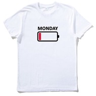 MONDAY BATTERY 短袖T恤 白色 星期一電池電量沒電