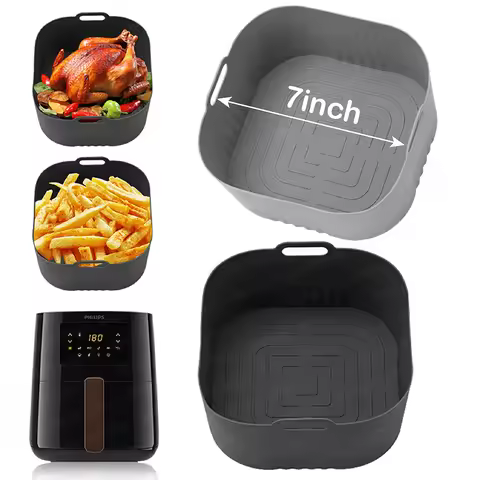Square Air Fryer Silicone Liners for PHILIPS HD9252/HD9200/HD9255 Reusable Air Fryer Baking Tray Ins