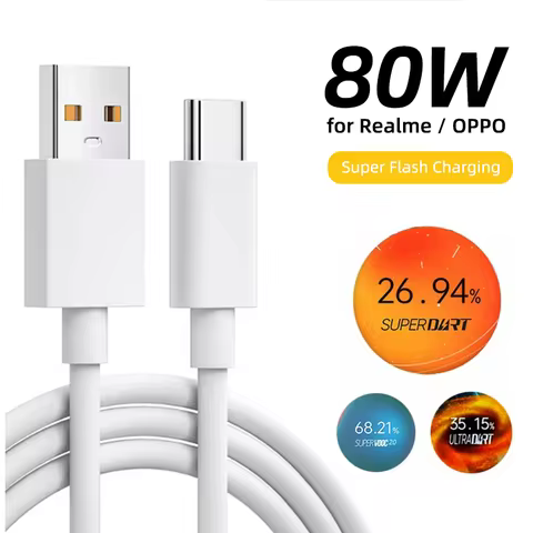 For Realme USB Type C Cable Phone Cables 65w 80W Super Fast Charge Super Dart Vooc for Realme 12 13 