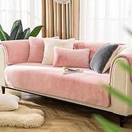 Furniture Cover Rabbit Plush Sofa Cushion, Winter Non Slip Thickened Sofa Cover, Faux Fur Couch Sofa Cover Covers, Sectional Soft Sofa Towel, For Furniture Protector (Color : Pink, Size : 70 * 70CM)