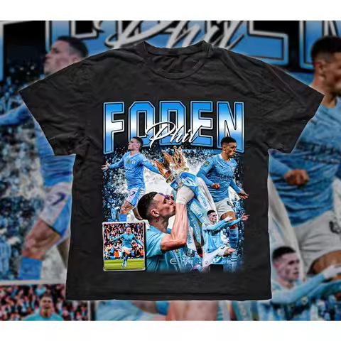 2026 Vintage 90s Graphic Phil Foden T-Shirt Manchester City Tee Soccer T-Shirt Sport Tee Cotton Tee 