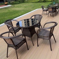 Combination Table Chair Table Outdoor Courtyard Leisure Pavilion Tea Three-Piece Set Rattan Chair Ch