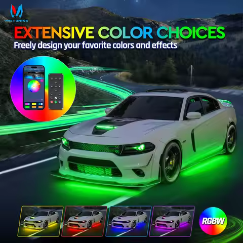 MICTUNING N8 Car Underglow Light Strips RGBW LED With Wireless App & Remote Dual Control Auto RGB At