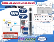 HANDURO ปั๊มบาดาลโซล่าเซลล์ 750W 2นิ้ว น้ำ 14.5Q รุ่น HD-4SC14.5-45-110-750-High Voltage Max Head 45