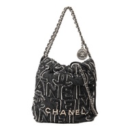 CHANEL 牛仔布Chanel 22 Small銀扣鏈帶肩背袋