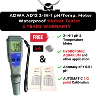 ADWA/HUNGARY AQUARIUM FERTIGASI AD12 pH Temperature Meter WATERPROOF POCKET Tester 0.01 Resolution [