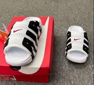 Nike Air More Uptempo Slide In Whiteblack-varsity Red