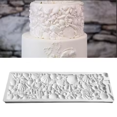 Sea Creature Flip Sugar Silicone Cake Mold Ocean Series Exotic Conch Shell Cake Rim Dry Paisley Baki