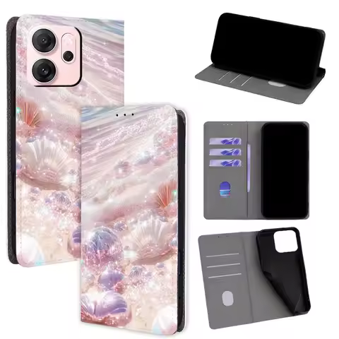 Colorful Beach Flip Phone Cover for Oppo R15 R11s F19 A94 K13 Turbo/Find X9 X7 X6 X5 X3 X2 X8 Pro wi