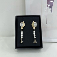 Chanel 水滴珍珠方糖雙C耳環 耳環