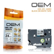Label TAPE CASSET TAPE REFILL 24mm BROTHER TZE Ptouch OZE-551 OZE 551 BLACK ON BLUE BLUE PT-E550W PT