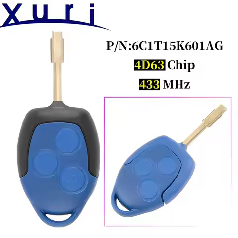 Xuri P/N: 6C1T15K601AG 3 Button 433Mhz 4D63 Chip Remote Car Key For Ford Transit WM VM 2006-2014 P/N